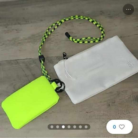 Free People Half Time double pouch lanyard neon green & white - Picture 3 of 4